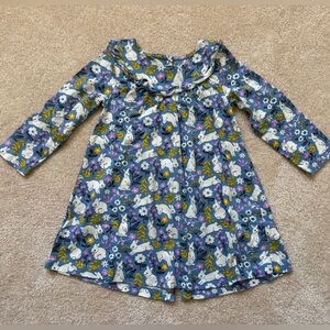 Baby Boden Blue Floral Bunny Print Dress 18-24m